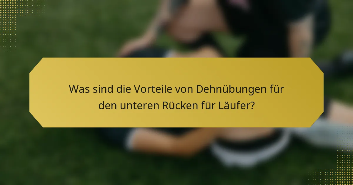 Was sind die Vorteile von Dehnübungen für den unteren Rücken für Läufer?