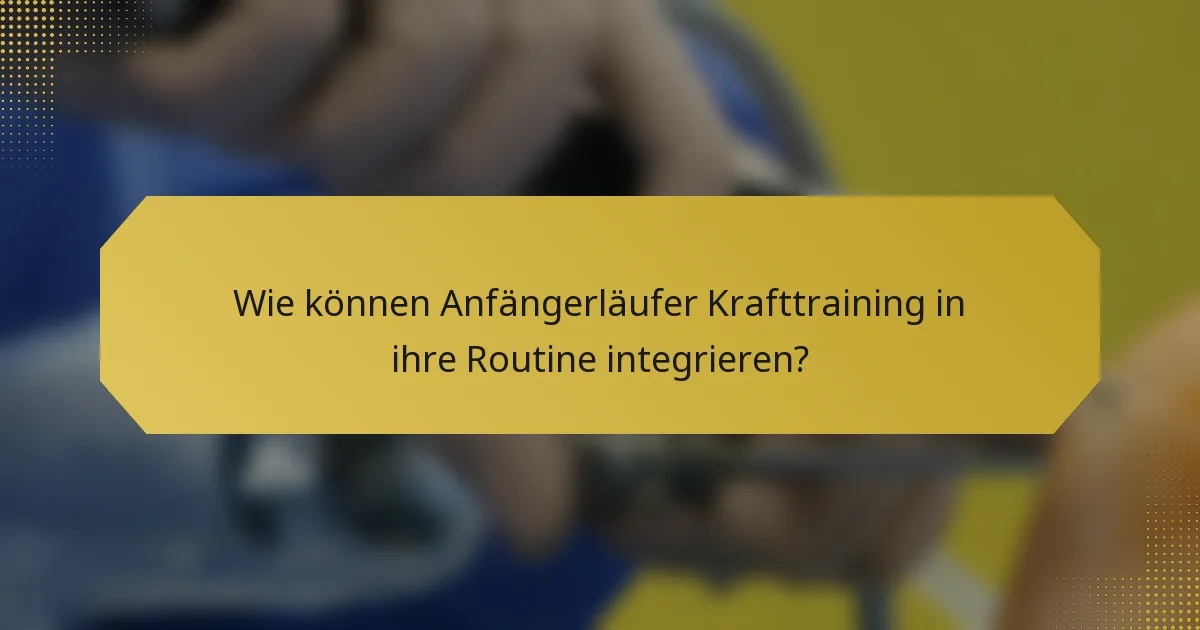 Wie können Anfängerläufer Krafttraining in ihre Routine integrieren?