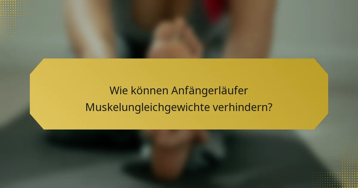 Wie können Anfängerläufer Muskelungleichgewichte verhindern?